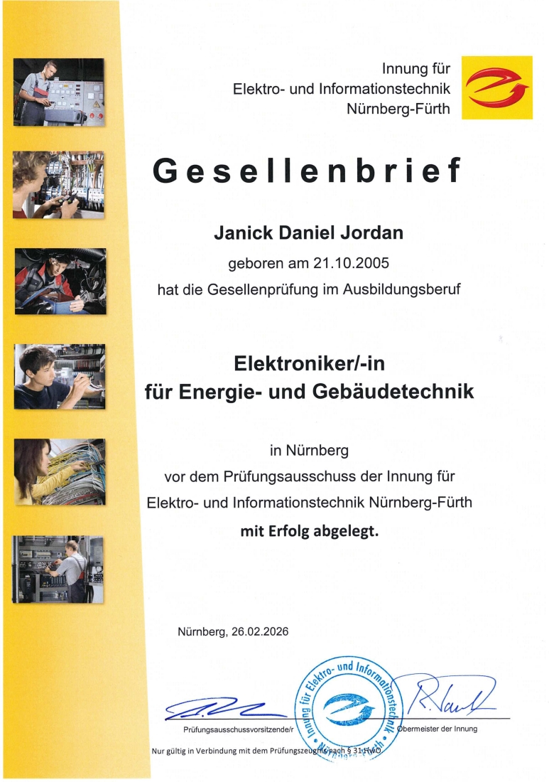 JJ Gesellenbrief